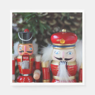 Nutcrackers with holiday background napkin