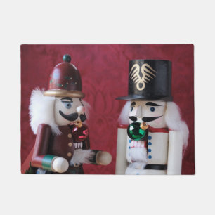 Nutcrackers with ornaments doormat