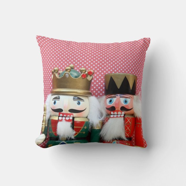 nutcrackers with polka dots throw pillow (Front)