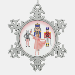 Nutcraker Ballet Cast Snowflake Pewter Christmas Ornament
