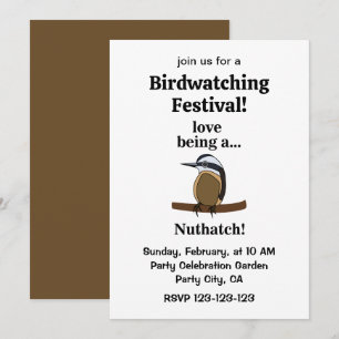 Nuthatch Bird Birder Birdwatching Festival Invitation