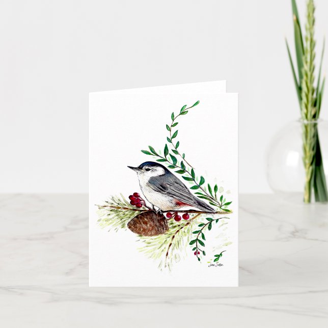 Nuthatch Bird Card (A beautiful painting of a nuthatch songbird from Jenn's Emporium. )