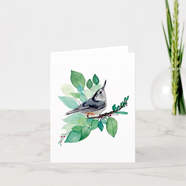 Nuthatch Elegant Watercolor Note Card (Nuthatch Elegant Watercolor Blank Note Card by Jenn Steffen Art)