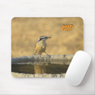 Nuthatch on birdbath mouse pad