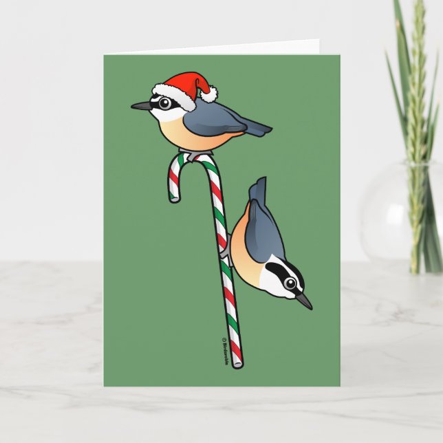 Nuthatch Santa Holiday Card (Front)
