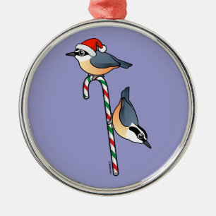 Nuthatch Santa Metal Tree Decoration