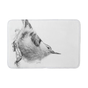 Nuthatch, White Bird Photography Bath Mat