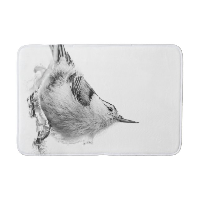 Nuthatch, White Bird Photography Bath Mat (Front)