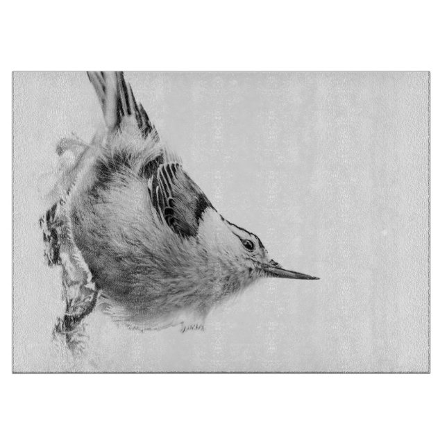 Nuthatch, White Bird Photography Cutting Board (Front)