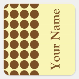Nutmeg Cream Neutral Dots with name text Square Sticker