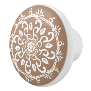 Nutmeg Mandala Ceramic Knob