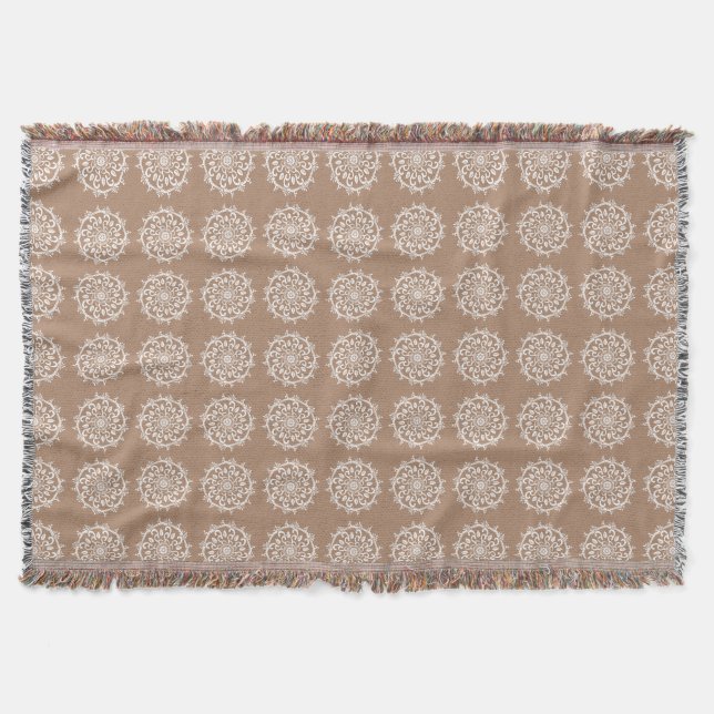 Nutmeg Mandala Throw Blanket (Front)