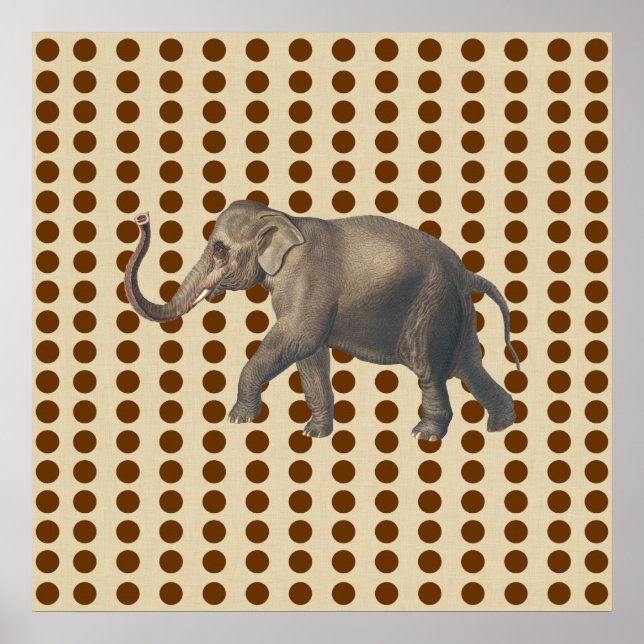 Nutmeg Spice Moods Dots with Elephant Poster (Front)