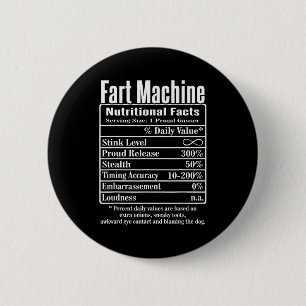 Nutrion Facts Fart Machine Dad Jokes Funny Farting 6 Cm Round Badge