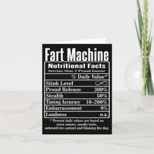 Nutrion Facts Fart Machine Dad Jokes Funny Farting Card