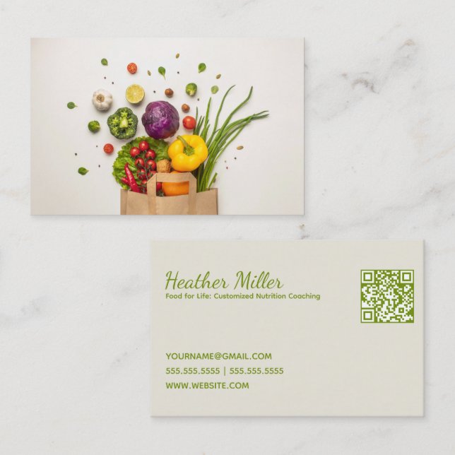🥑 Nutrition Coach Customised QR Business Card (Front/Back)