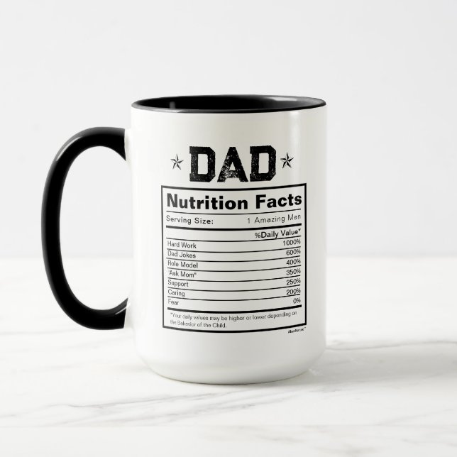 Nutrition Fact For Daddy Father Gift Mug (Left)