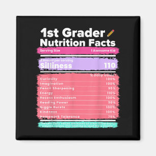 Nutrition Facts 1st Grade Funny Back To School Shi Magnet