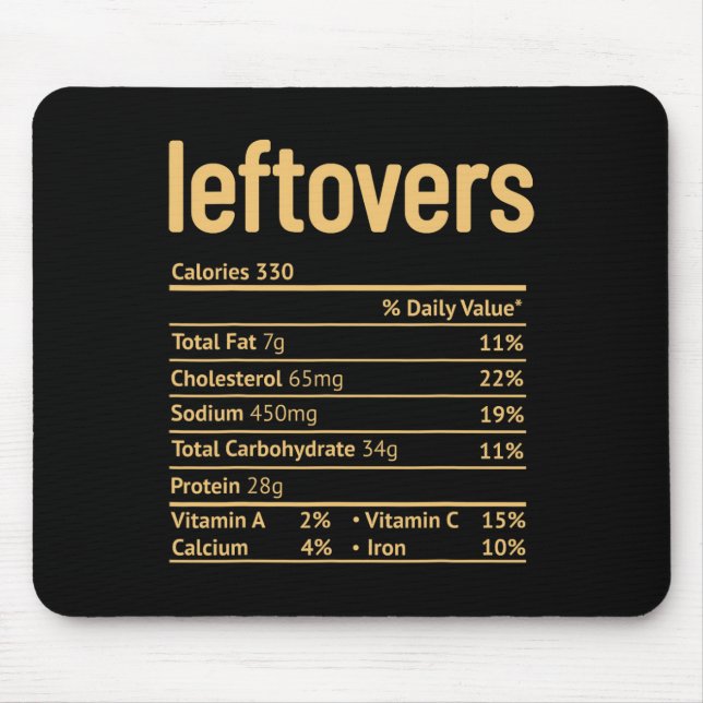 Nutrition Facts Fun Thanksgiving Christmas Food  Mouse Pad (Front)
