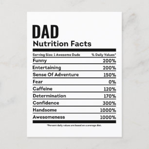 Nutrition Facts Funny Dad Personalised Name Postcard