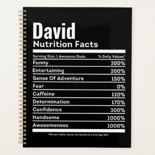 Nutrition Facts Funny Personalised Name Planner