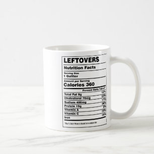Nutrition Facts Leftovers Quitter Funny Thanksgivi Coffee Mug