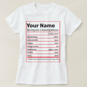 Nutrition Facts Personalised Name- Women Gift  T-S T-Shirt