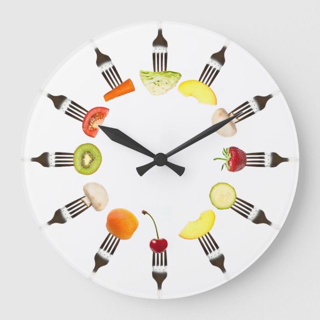 Nutrition Food Fork Cafe Or Restaurant Wall Clock (Front)