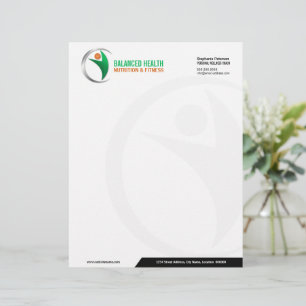 Nutrition Wellness and Fitness Coach Business Custom Letterhead