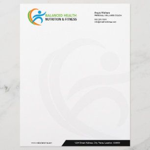 Nutrition Wellness and Fitness Coach Business Personalized Letterhead