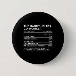 Nutritional Facts Co-worker Work Party Matching Ha 6 Cm Round Badge