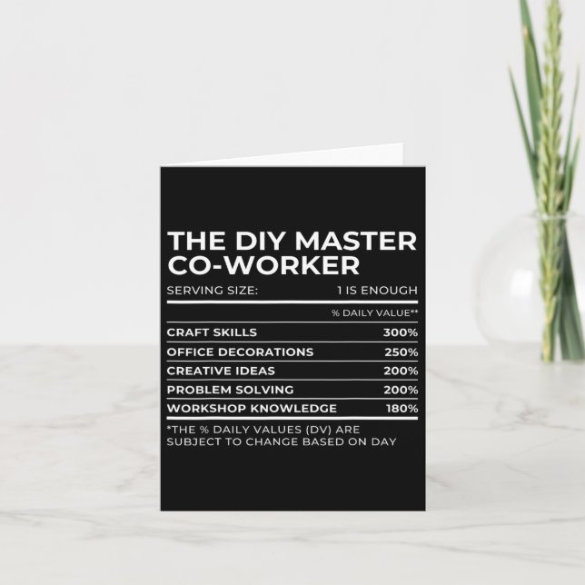 Nutritional Facts Co-worker Work Party Matching Ha Card (Front)