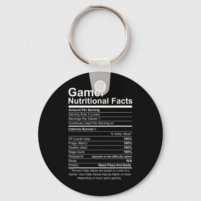 Nutritional Facts Cool Gamer Video Game Funny  Key Ring (Front)
