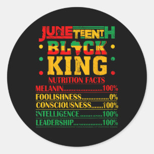 Nutritional Facts Juneteenth 1865 Black King Black Classic Round Sticker