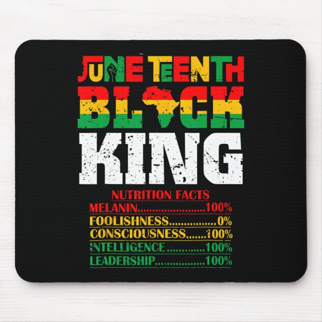 Nutritional Facts Juneteenth 1865 Black King Black Mouse Pad (Front)