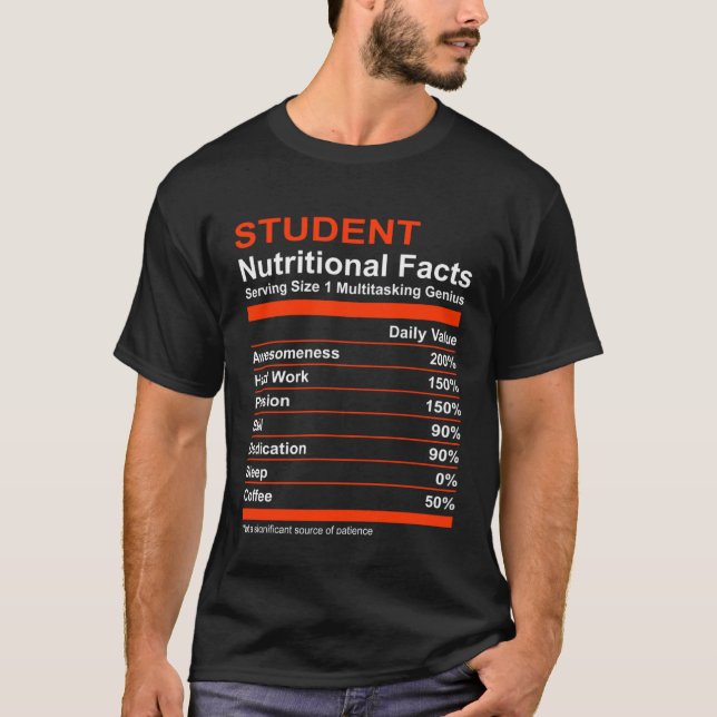 Nutritional Facts Student T-Shirt (Front)