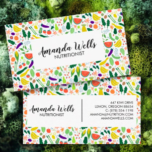 Nutritionist Chef Coach Unique Vegetables Art Business Card