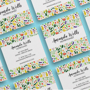 Nutritionist Chef Coach Unique Vegetables Art Square Business Card