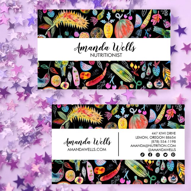 Nutritionist Chef Dietician Unique Veggies Fruits  Business Card (Nutritionist Chef Dietitian Unique Veggies Fruits Business Card
)