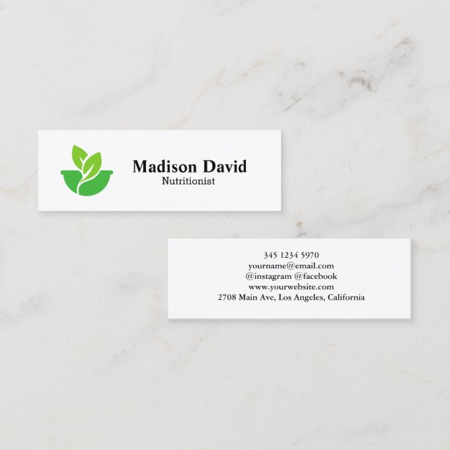 Nutritionist Dietician Custom health logo Mini Business Card (Front/Back)