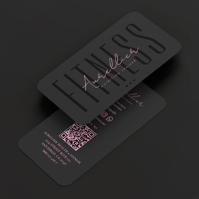 Nutritionist Fitness Wellness Aesthetic Black Pink Business Card (Nutritionist Fitness Wellness Aesthetic Black Pink Business Card
)