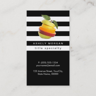 Nutritionist Fruits Logo - Black White Stripes Business Card