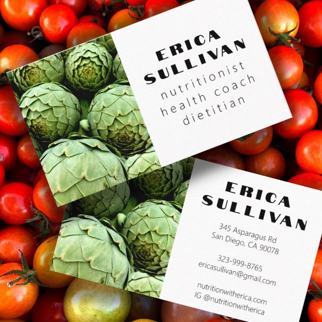 Nutritionist Health Coach Chef Diet Veggies Photo Business Card (Creator Uploaded)