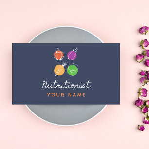 Nutritionist Healthy Food Icons Dietician Wellness Business Card