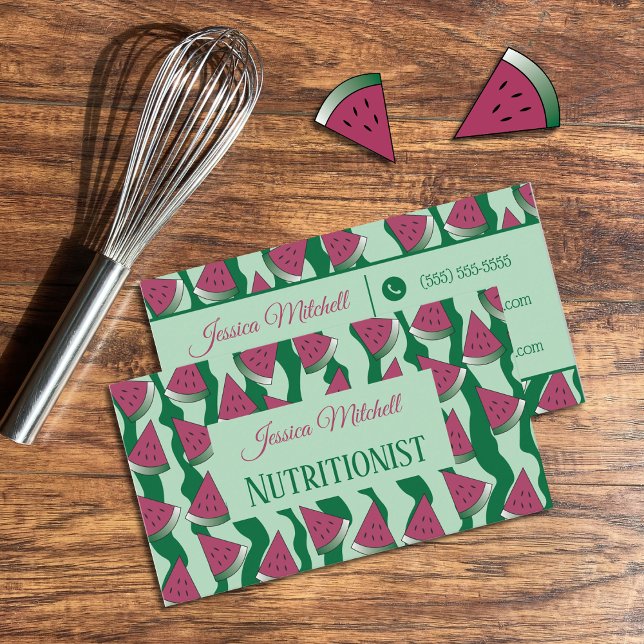 Nutritionist | Watermelon Pattern Business Cards (Creator Uploaded)