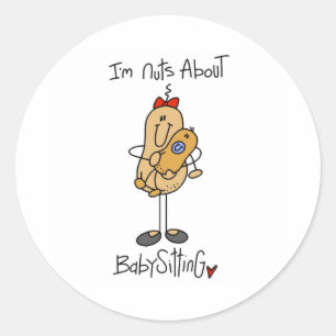 Nuts About Babysitting Classic Round Sticker