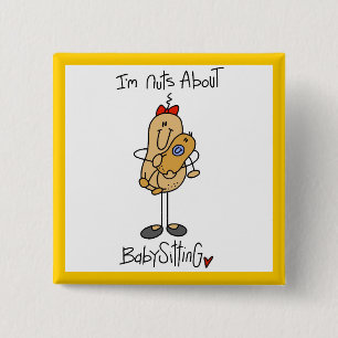 Nuts About Babysitting T-shirts and Gifts 15 Cm Square Badge