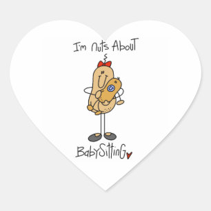 Nuts About Babysitting T-shirts and Gifts Heart Sticker