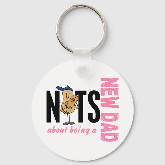 Nuts About Being A New Dad 1 (Pink) Key Ring (Front)