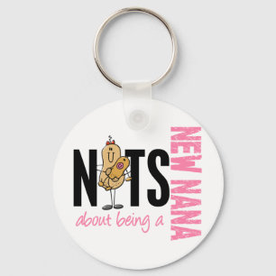 Nuts About Being A New Nana 1 Pink Key Ring